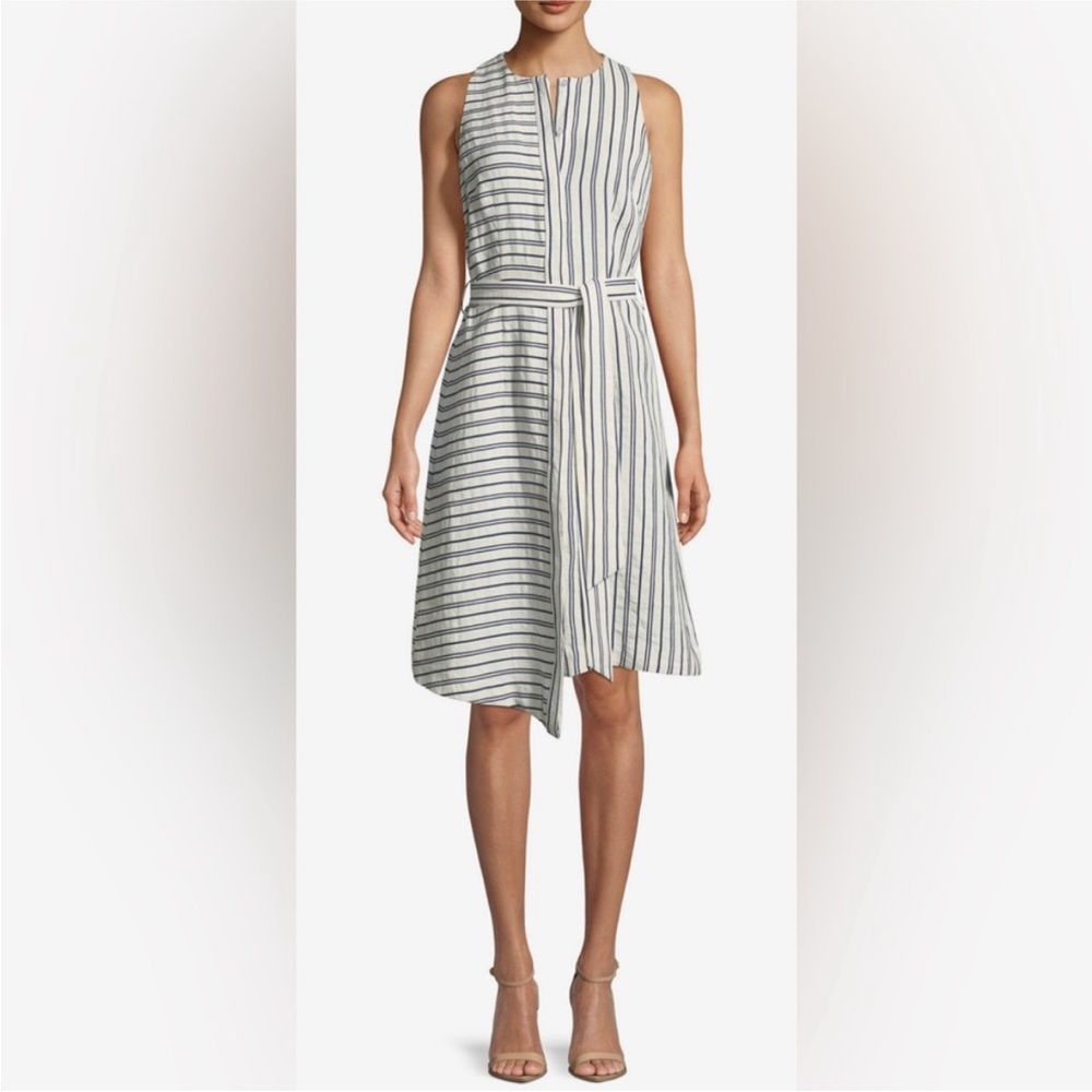 Milly Asymmetrical Striped Dress in Black and White